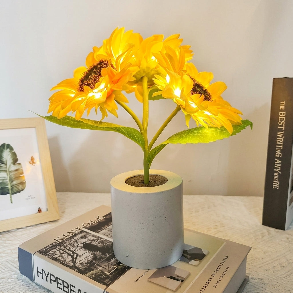 Rechargeable Sunflower LED Night Light | Aesthetic Floral Desk Lamp