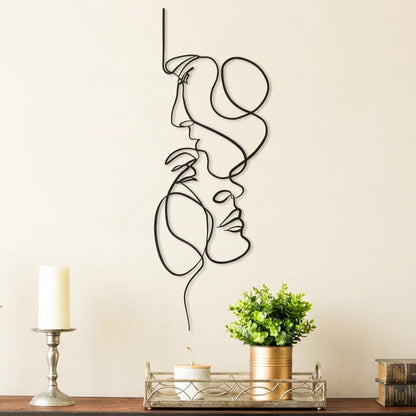 Abstract Minimalist Face Line Metal Wall Art | Modern Black Iron Decor