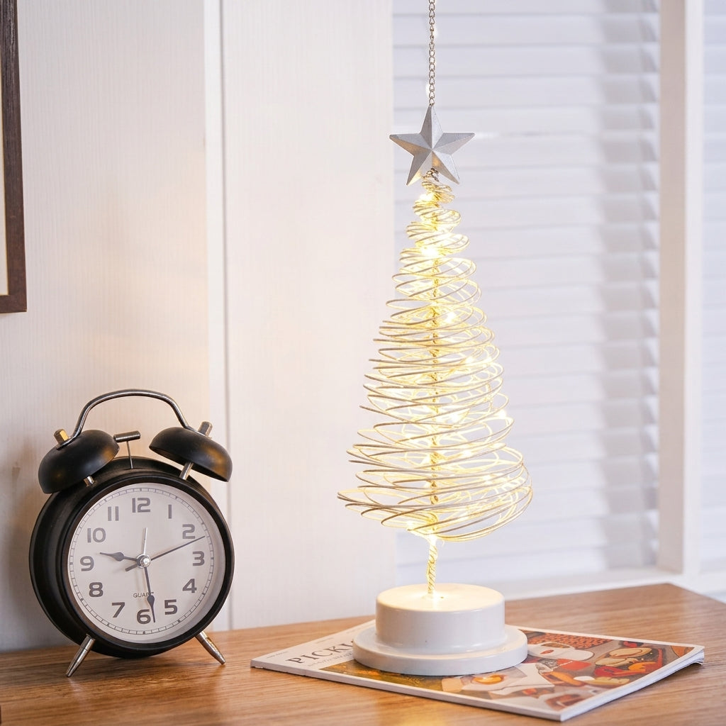 Modern Spiral LED Christmas Tree Night Light  Festive Holiday Decor
