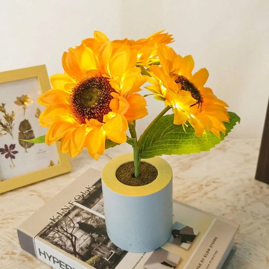Rechargeable Sunflower LED Night Light | Aesthetic Floral Desk Lamp